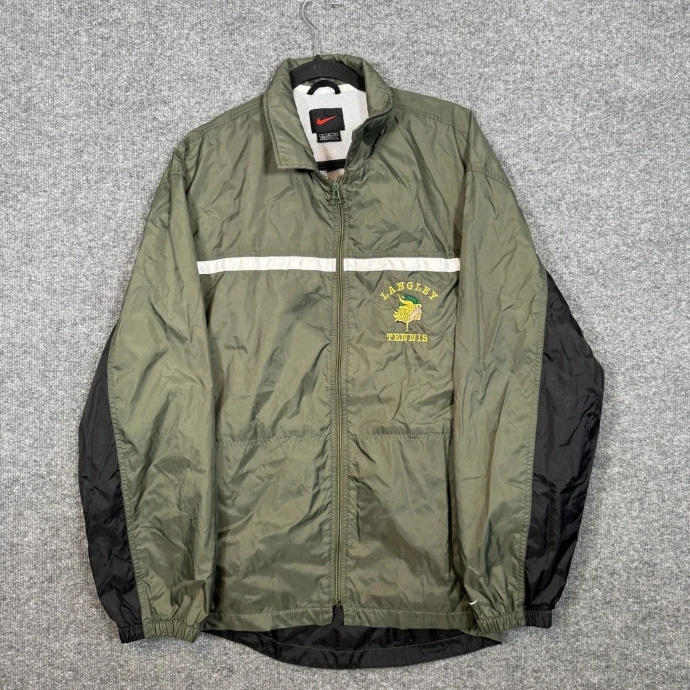 Vintage‎ Nike Windbreaker Jacket Mens Large Green Full Zip Mesh Lined Y2K 90s
